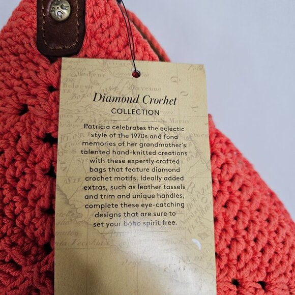 NWT PATRICIA NASH Marti Diamond Crotchet Shoulder Bag APRICOT & TAN BROWN Boho - Picture 8 of 12